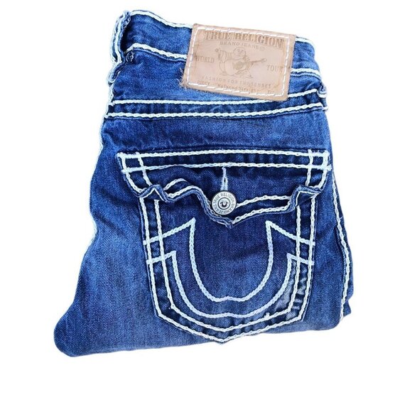 VINTAGE True Religion Jeans Size 30 RICKY FLAP T Blue - Picture 5 of 9